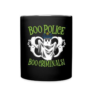 Buh Polizei, buh Kriminelle! Polizist Halloween - Tasse einfarbig - Schwarz - Vorne
