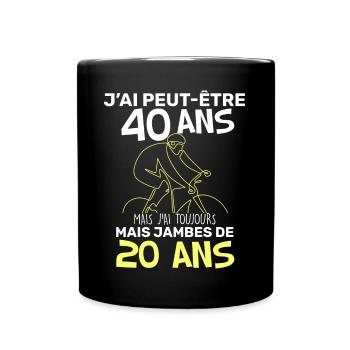 Humour j'ai peut-etre 40 ans Anniversaire Velo - Mug uni - noir - Devant