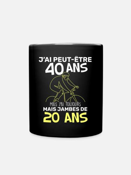 Humour j'ai peut-etre 40 ans Anniversaire Velo - Mug uni - noir