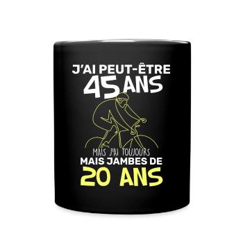 Anniversaire homme cycliste 45 ans - Mug uni - noir - Devant