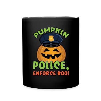 Police de la citrouille, appliquez Boo! Policier Halloween - Mug uni - noir - Devant