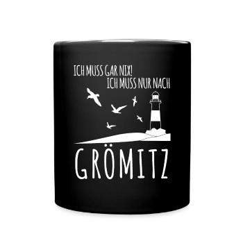 Grömitz Urlaub - Tasse einfarbig - Schwarz - Vorne