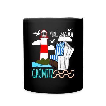 Verrückt nach Grömitz - Tasse einfarbig - Schwarz - Vorne