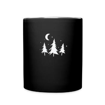 Wald bei Nacht Natur Forst Umwelt - Tasse einfarbig - Schwarz - Vorne