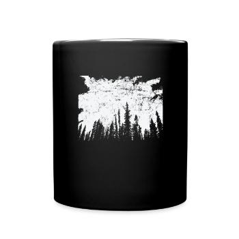 Wald in der Nacht Natur Blätter Umwelt - Tasse einfarbig - Schwarz - Vorne