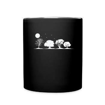 Bäume bei Vollmond Natur Wälder Blätter - Tasse einfarbig - Schwarz - Vorne