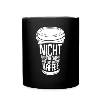 Kaffee Kaffeebecher Kaffeetrinker - Tasse einfarbig - Schwarz - Vorne