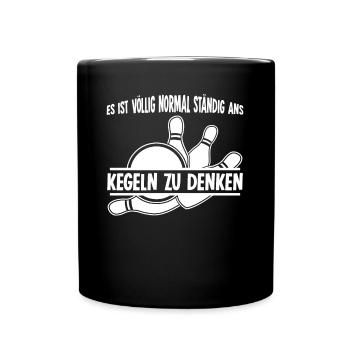 Kegeln Kegler Kegelbahn Kegelverein - Tasse einfarbig - Schwarz - Vorne