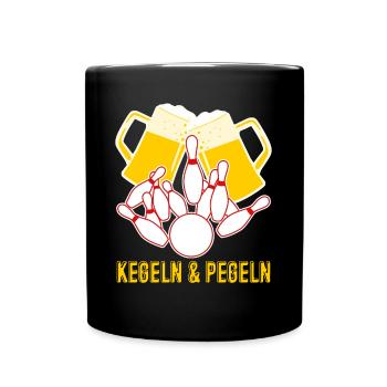 Kegeln Bier trinken Kegler Kegelverein - Tasse einfarbig - Schwarz - Vorne