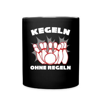 Kegeln Regeln Kegelbahn Kegelverein - Tasse einfarbig - Schwarz - Vorne