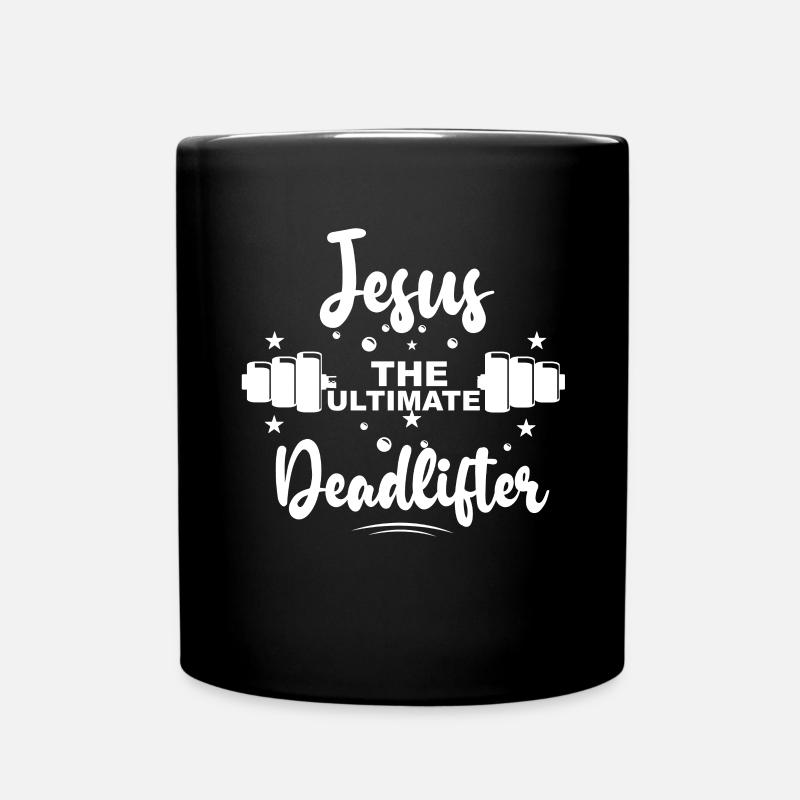 Jesus The Ultimate Deadlifted Retro Jesus - Full Colour Mug - black