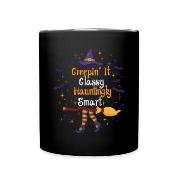 Creepin' It Classy Schaurig-schönes Halloween - Tasse einfarbig - Schwarz - Vorne
