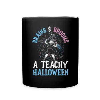 Köpfchen & Besen: Eine schaurig-schöne Halloween-L - Tasse einfarbig - Schwarz - Vorne