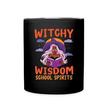 Hexenweisheit Schulgeister Lehrer Halloween - Tasse einfarbig - Schwarz - Vorne