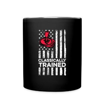 Klassisch ausgebildetes Handbuch für die amerikanische Flagge - Tasse einfarbig - Schwarz - Vorne