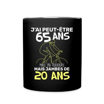 Anniversaire humour j'ai peut-etre 65 ans Velo - Mug uni - noir - Devant