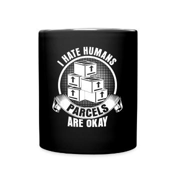 Paketzusteller Pakete Paketbote - Tasse einfarbig - Schwarz - Vorne