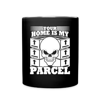 Paketzusteller Schädel Paketbote - Tasse einfarbig - Schwarz - Vorne