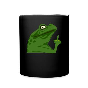 Frosch Mittelfinger Frösche - Tasse einfarbig - Schwarz - Vorne