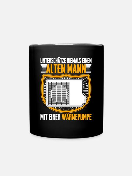Wärmepumpen alter Mann mit Wärmepumpe - Tasse einfarbig - Schwarz
