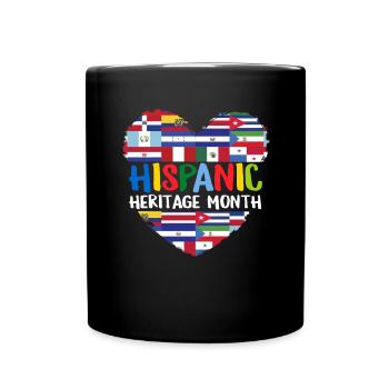 Mois du patrimoine hispanique Tous les pays Drapeaux Cœur - Mug uni - noir - Devant