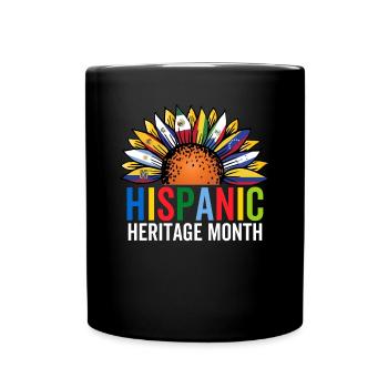 Hispanic Heritage Month Sonnenblumenflaggen Herencia - Tasse einfarbig - Schwarz - Vorne