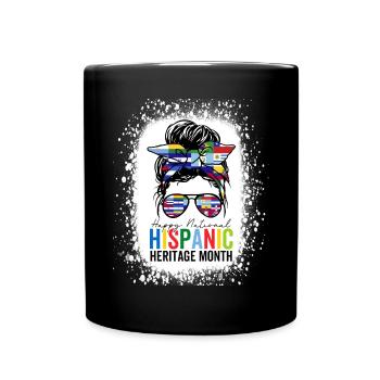 National Hispanic Heritage Month Latino Messy Bun - Full Colour Mug - black - Front