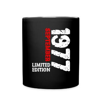 1977 September Limited Edition 46. Geburtstag Deko - Tasse einfarbig - Schwarz - Vorne