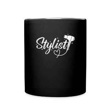 Stylist Friseur Beruf Haarschnitt - Tasse einfarbig - Schwarz - Vorne