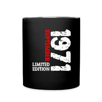 1971 September Limited Edition 52. Geburtstag Deko - Tasse einfarbig - Schwarz - Vorne