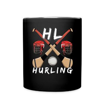 Hurling Ireland Irish Sport Gaelic Sliotar Hurler - Full Colour Mug - black - Front