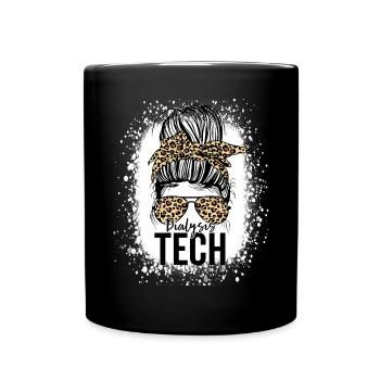 Dialysetechnik Lustiger Dialysetechniker Unordentliches Brötchen - Tasse einfarbig - Schwarz - Vorne