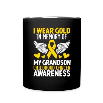 Childhood Cancer Grandson Family Childhood Cancer - Full Colour Mug - black - Front