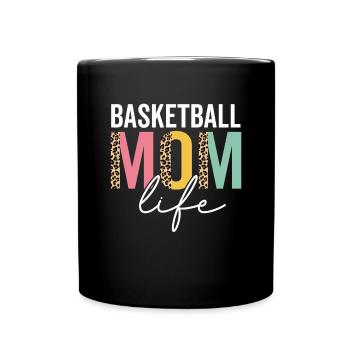 Basketball Mama Leben Leopard Gepard Lustig - Tasse einfarbig - Schwarz - Vorne