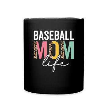 Baseball Mama Leben Leopard Gepard Lustig Baseball - Tasse einfarbig - Schwarz - Vorne