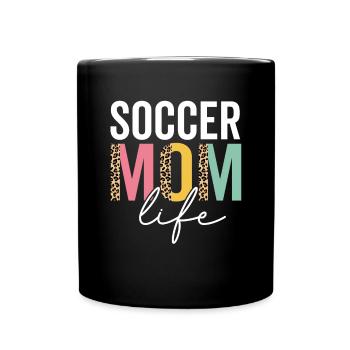 Soccer Maman Vie Léopard Guépard Drôle Soccer Mama - Mug uni - noir - Devant