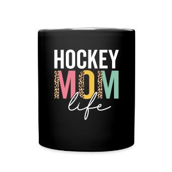 Hockey Maman Vie Léopard Guépard Drôle de maman de hockey - Mug uni - noir - Devant