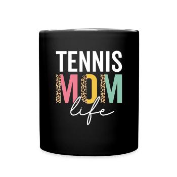 Tennis Mama Leben Leopard Gepard Lustig Tennis Mama - Tasse einfarbig - Schwarz - Vorne
