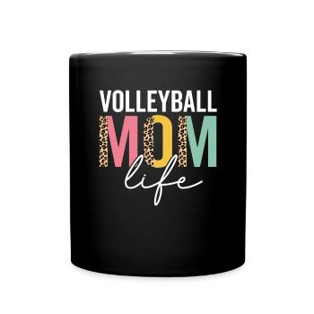 Volleyball Mama Leben Leopard Gepard Lustig - Tasse einfarbig - Schwarz - Vorne