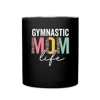 Gymnastik Mama Leben Leopard Gepard Lustig - Tasse einfarbig - Schwarz - Vorne