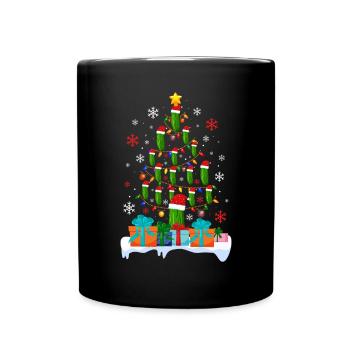 Gurke Weihnachten Lustige Gurke Frohe Weihnachten - Tasse einfarbig - Schwarz - Vorne