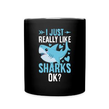 J’aime vraiment les requins OK Ocean Wildlife drôle - Mug uni - noir - Devant