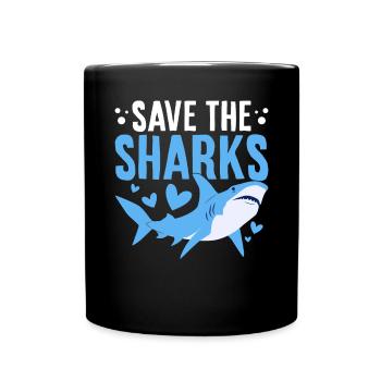 Save The Sharks Funny Shark Protect Sharks Sea - Full Colour Mug - black - Front