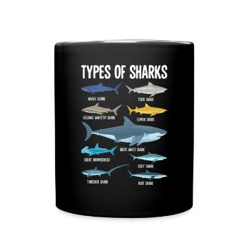Types of Sharks Predator Fish Funny Shark Monster - Full Colour Mug - black - Front