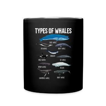 Types Of Whales Funny Whales Ocean Mammals Whale - Full Colour Mug - black - Front
