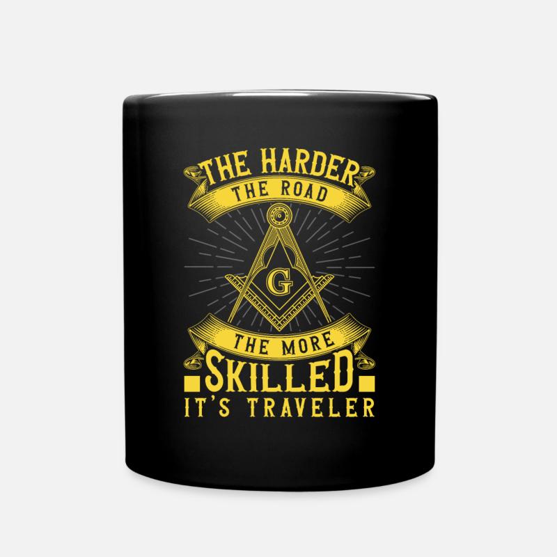 Freimaurer Harder Road Distressed Quadrat und Kompass - Tasse einfarbig - Schwarz