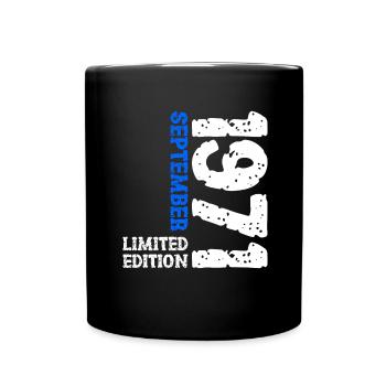 1971 September Limited Edition 52. Geburtstag Deko - Tasse einfarbig - Schwarz - Vorne