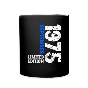 1975 September Limited Edition 48. Geburtstag Deko - Tasse einfarbig - Schwarz - Vorne