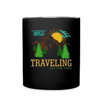 Reise Verreisen Wandern Urlaub - Tasse einfarbig - Schwarz - Vorne