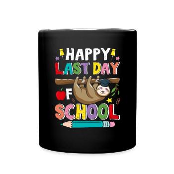 Glücklicher letzter Schultag Faultierschule Ende von - Tasse einfarbig - Schwarz - Vorne